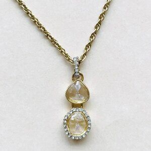 Vintage Monet Pendant Necklace with Gems – Antique Gold Chain